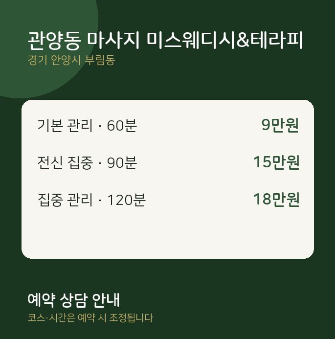 부림동 스웨디시 관양동 마사지 미스웨디시&테라피