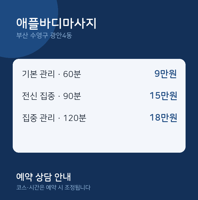 광안4동 아로마 애플바디마사지