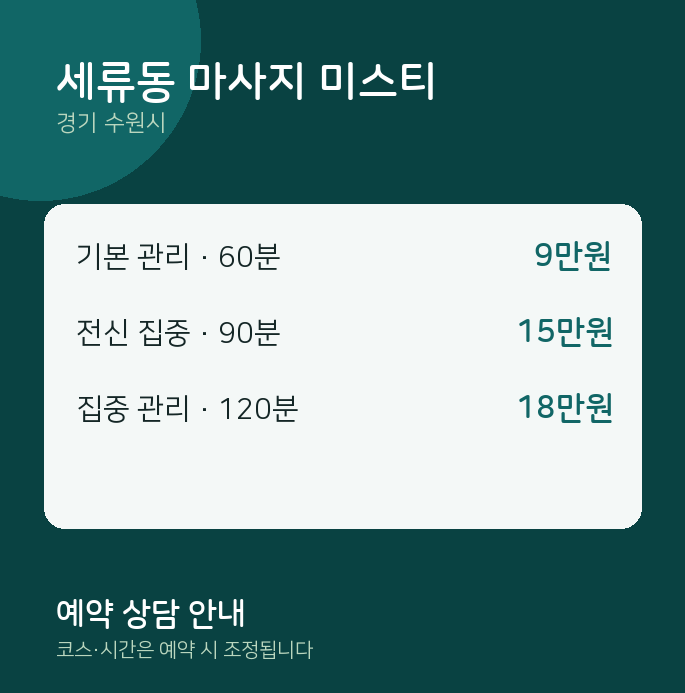 수원시 스웨디시 세류동 마사지 미스티