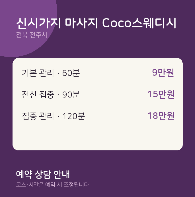 전주시 스웨디시 신시가지 마사지 Coco스웨디시