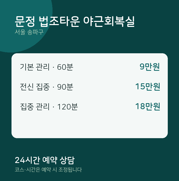 송파구 출장 문정 법조타운 야근회복실